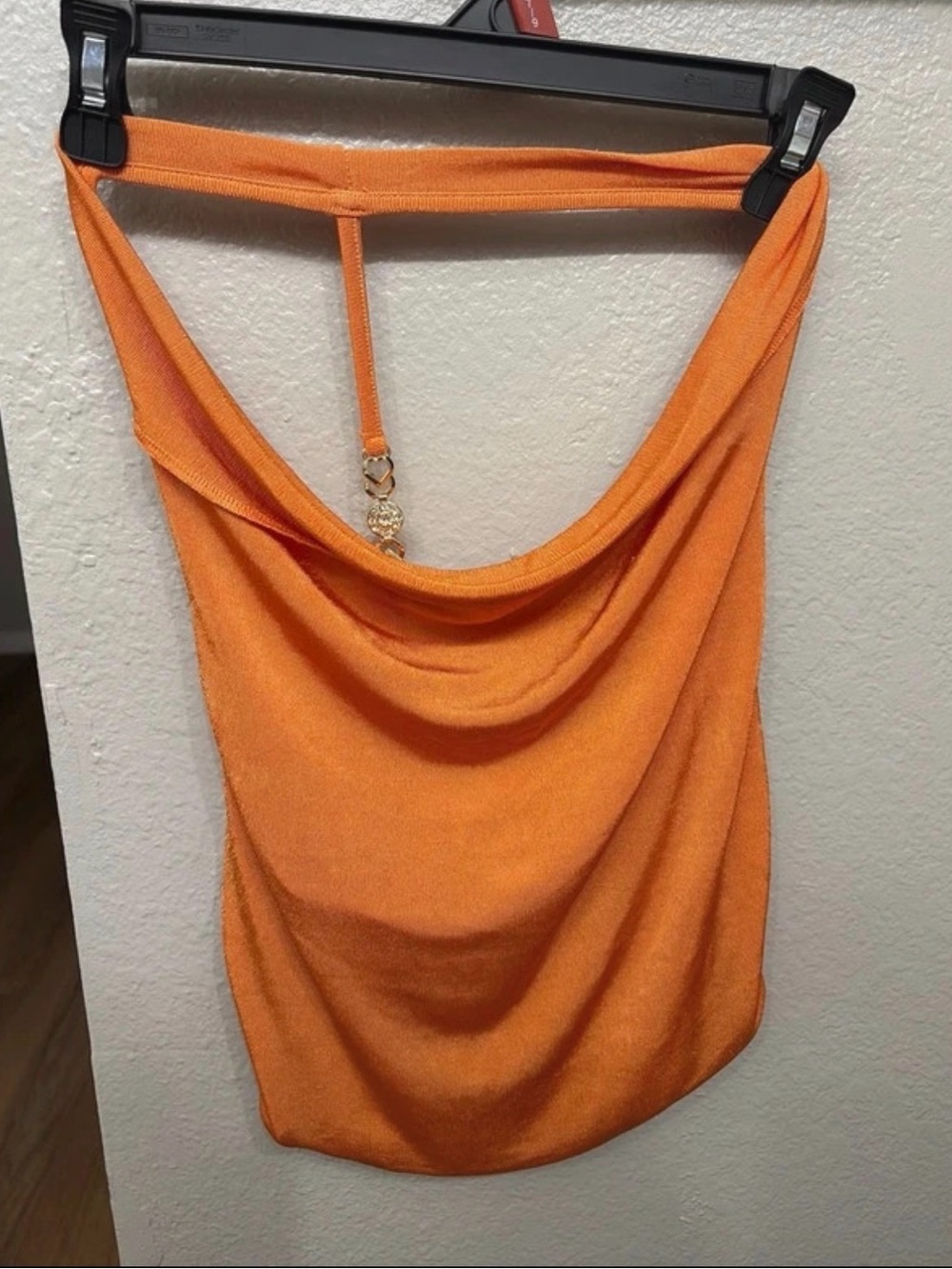 Amazon Orange Cowl Neck Camisole with Gold Accent